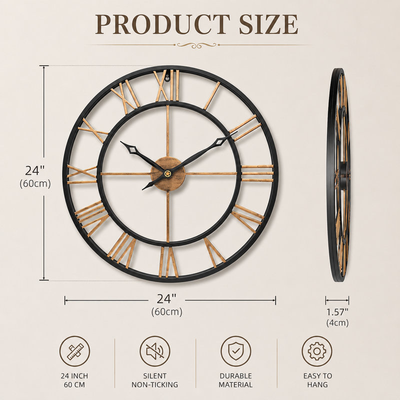 24 Inch Metal Large Wall Clock