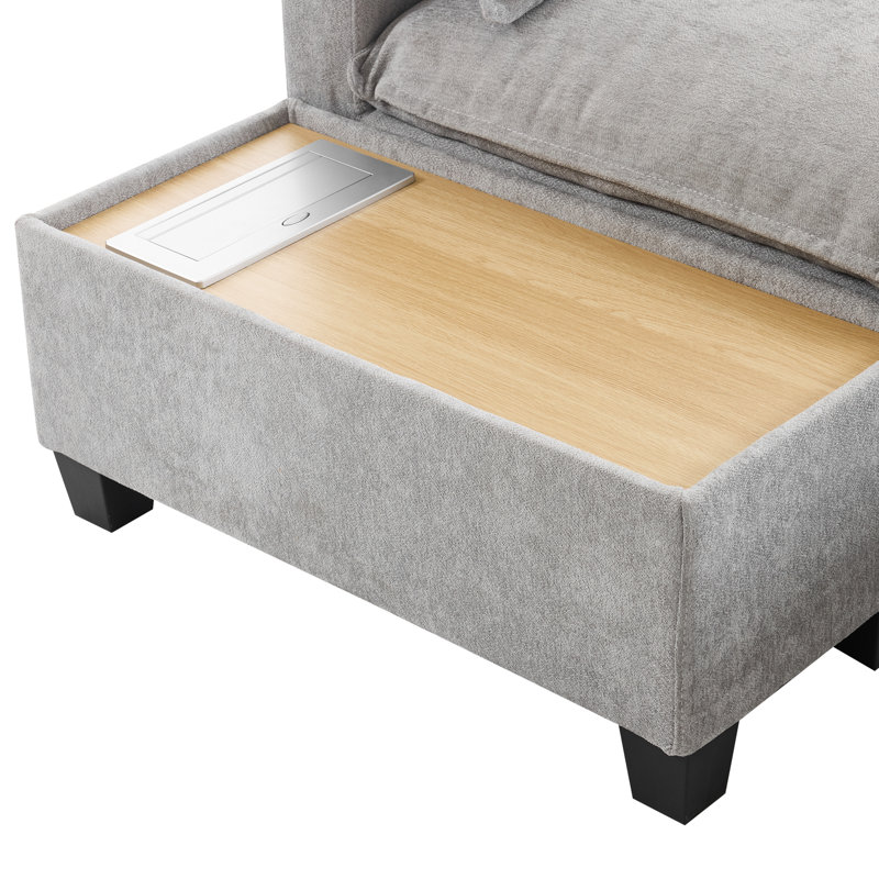 Canapé modulaire en U avec table de chargement mobile et pratique, gris - Élégante option de décoration de café