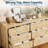 47.2" Wide 6 Drawer Wood Dresser with Crystal Knobs, Wide Bedroom Storage Chest TV Stand Organizer-1272598298