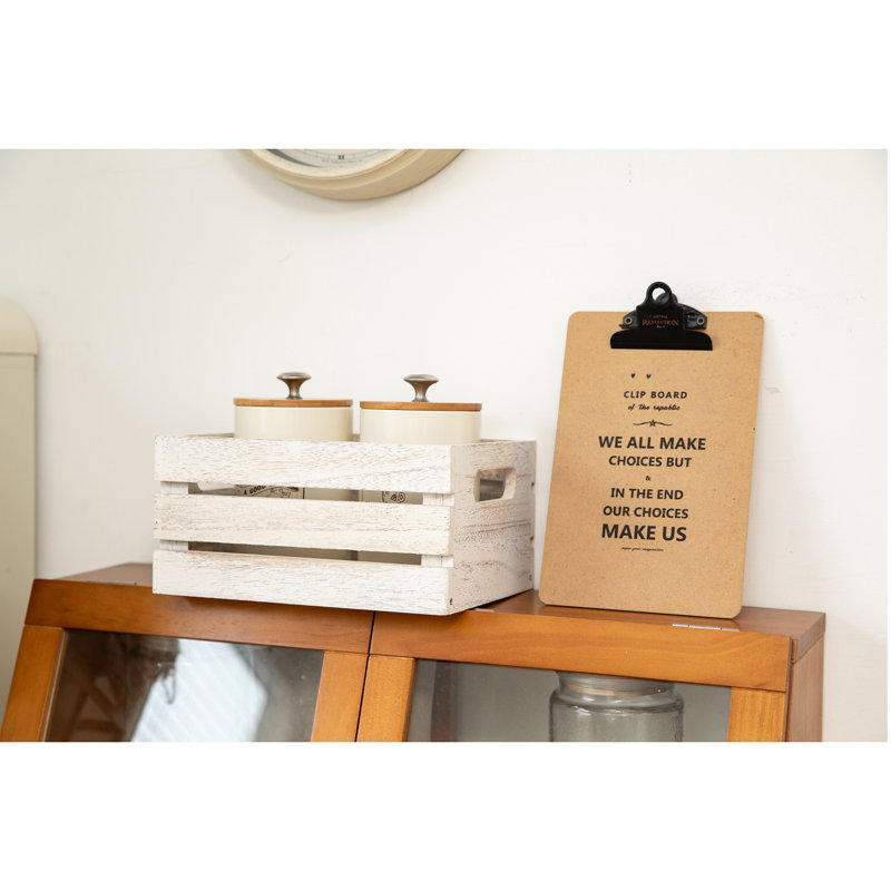 Ensemble de caisses en bois massif, Blanc délavé rustique, H 4,75 po x l 9,50 po x P 7 po