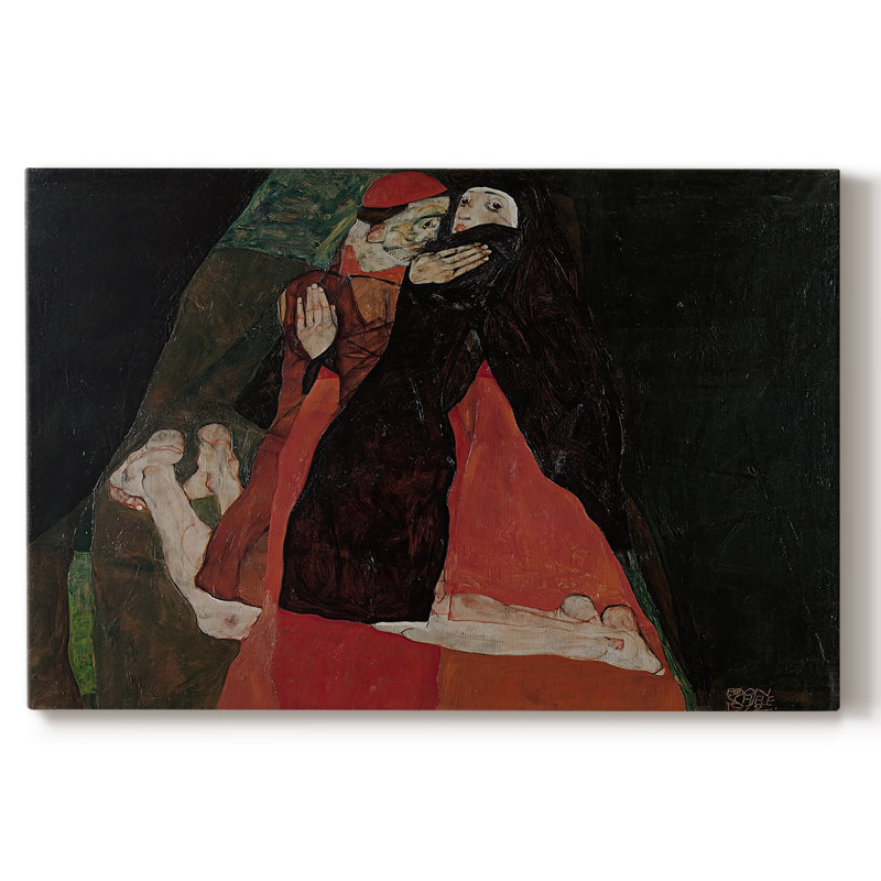 Cardinal et moniale (Caresse) - Egon Schiele - Toile tendue avec châssis - 1912, 24 x 36