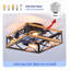 Ventilateur de plafond encastré antique classique avec lumière réversible à 6 vitesses CC carré noir mat-130156630