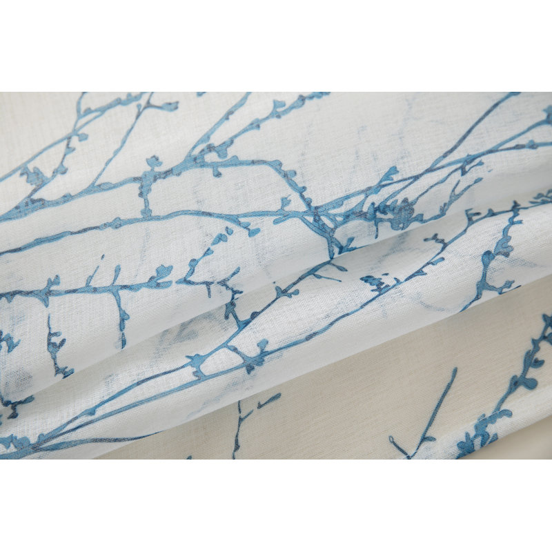 Mkenzi Polyester Semi-Sheer Gromments Curtain Pair, Blue, 52" W x 96" L