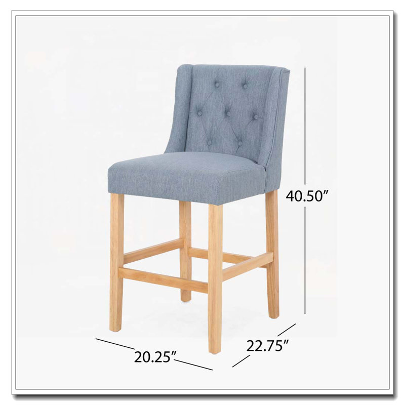 27"Counter Heith  Tufted Wingback Barstool, Blue