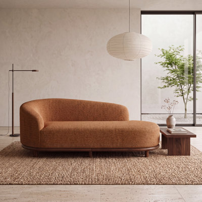 Ormsby Boucle Chaise Lounge with Dark Walnut Base