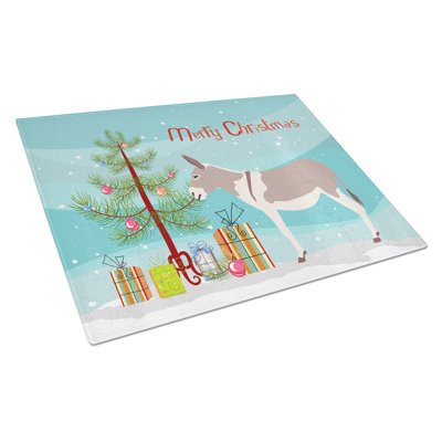 Caroline's Treasures Tempered Glass Australian Teamster Donkey Christmas Cutting Board