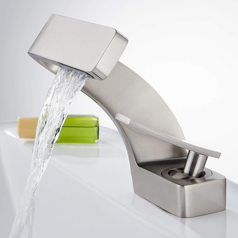 Robinet de salle de bain à un trou, Nickel brossé