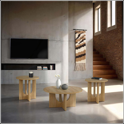 Ensemble de table 3 pièces de style contemporain avec base en arche, pour un style de vie moderne et esthétique