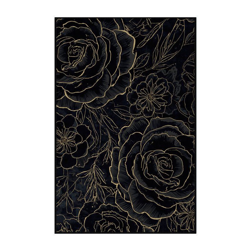 Tapis floral gris lavable à la machine Ottwell, 2 pi x 3 pi