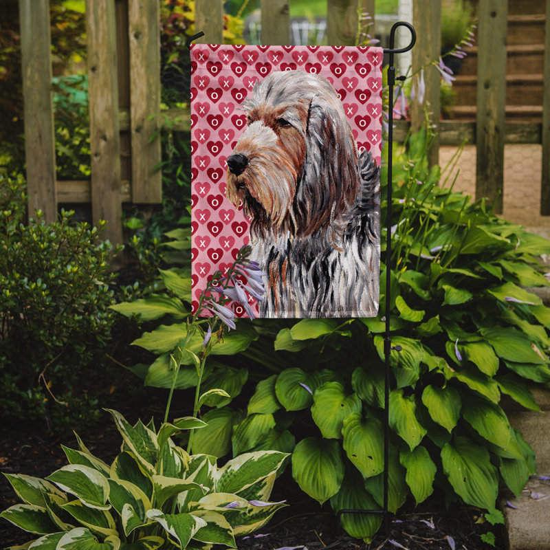 Drapeau de jardin à 2 côtés Avariella Cooper Love and Hearts, Chien à loutre (brun et gris)