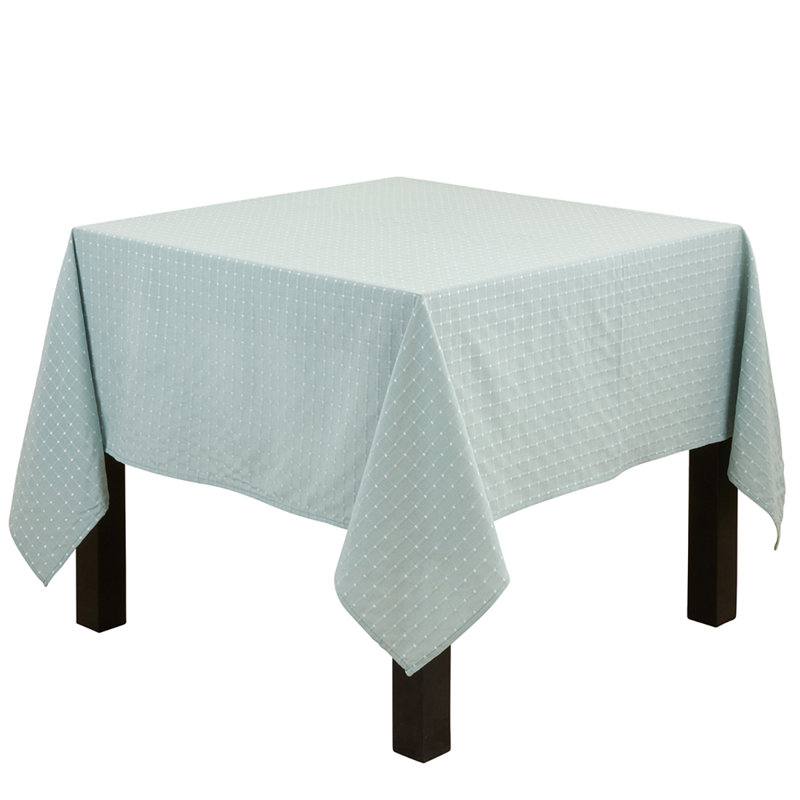 Aqua Modern Stitched Line Cotton Blend Tablecloth 70" W X 70" L, Aqua