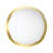 1-light Damp Rated Brass Wall Sconce With White Glass Shade 