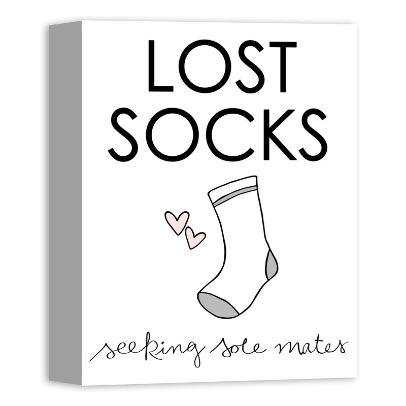 «Lost Socks Laundry Room», reproduction d'art textuel sur toile, H 14 po x l 11 po, Toile tendue
