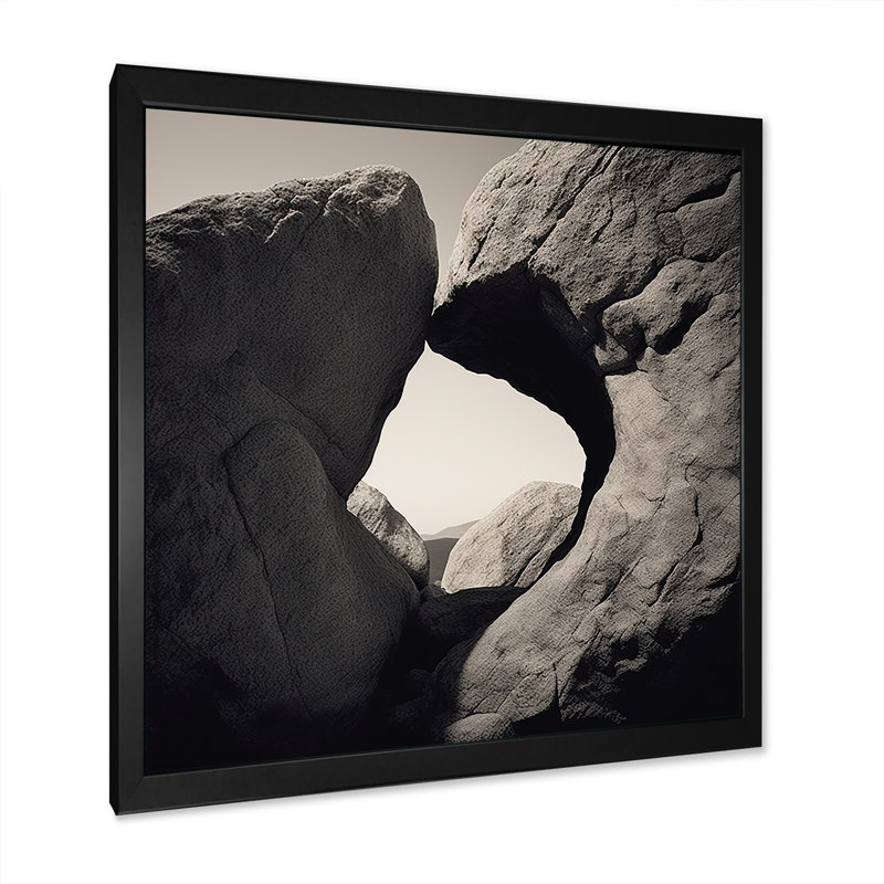 Paysage abstrait de roche, minimalisme - impression, Cadre simple noir, H 16 po x l 16 po x P 1 po