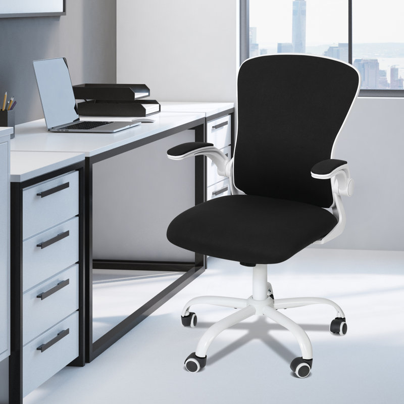 Modern Ergonomic Office Chair with Adjustable Lumbar Support, 360° Swivel Executive Computer Desk Chair with Flip-Up Armrests