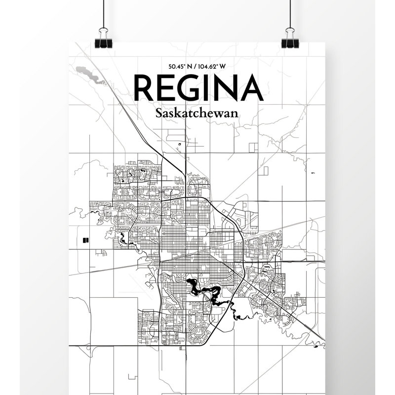 « regina city map », impression, H 27,6 po x l 19,7 po