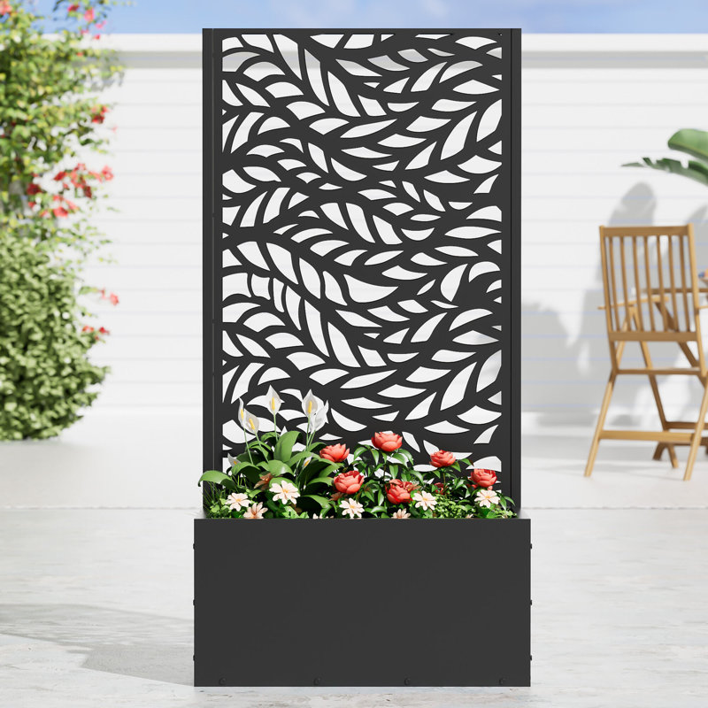 Boîte à fleurs en métal avec treillis, H 47 po x l 24 po x P 11 po