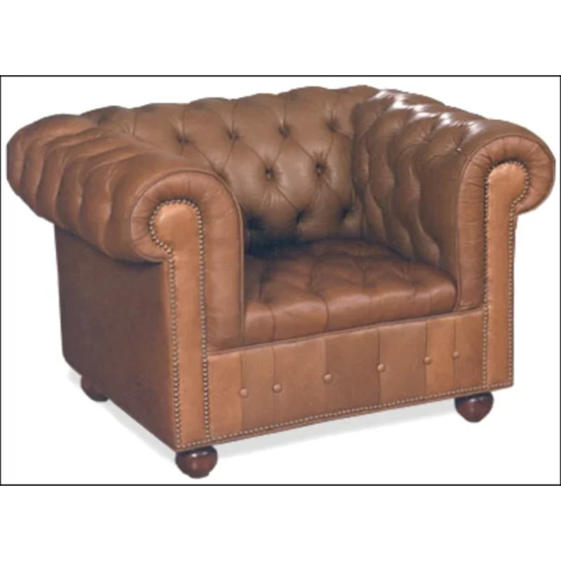 Leather Chesterfield Chair, Natural, French Ivory, Bristol 5410