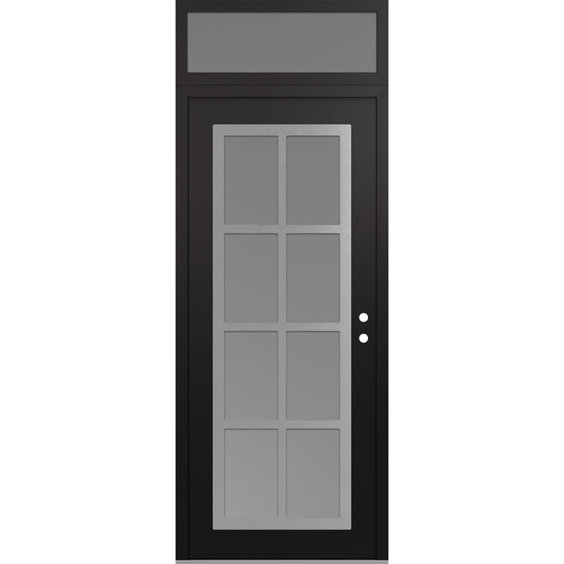 C16 à gauche 36 po X 96 po Panneau d'entrée en verre argenté noir et blanc à panneau avec porte d'entrée avant en verre givré