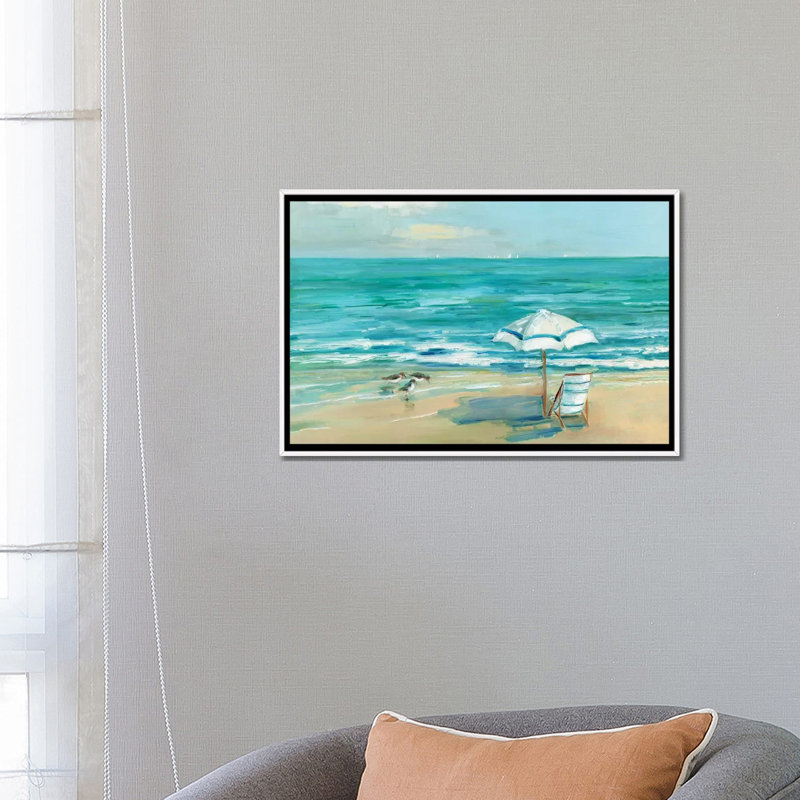 «Simply Summer» par Sally Swatland - reproduction d'art, H 18 po x l 26 po x P 1,5 po, Toile blanche encadrée, Pas de tapis