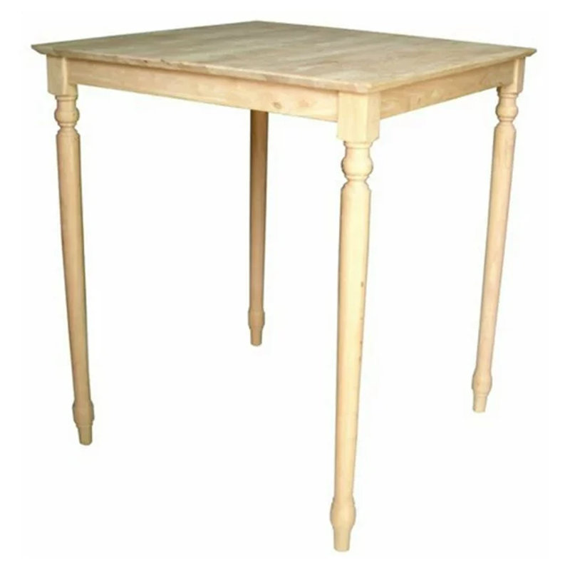 Turned Unfinished Solid Wood Dining Table, 42" H x 36" L x 36" W