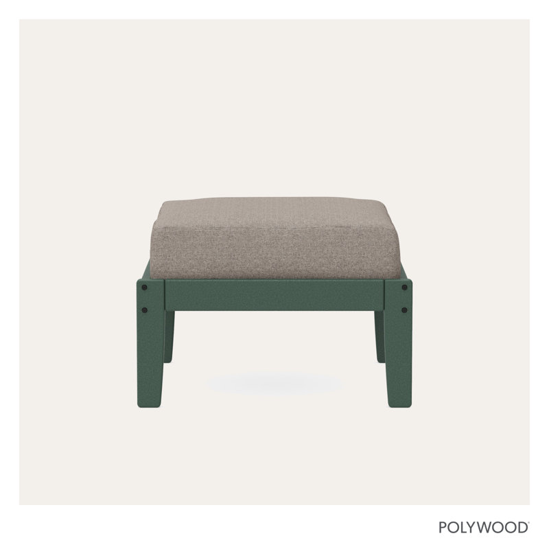 Repose-pieds Braxton, Structure verte / coussin en tweed vieilli