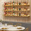 Support à vin mural en métal avec lumières DEL Étagères de bar flottantes à 3 niveaux avec support pour verres à vin Grand support de présentation de bouteilles de vin, pour bar décoratif de salle à manger (doré, 100 cm / 39,3 po)