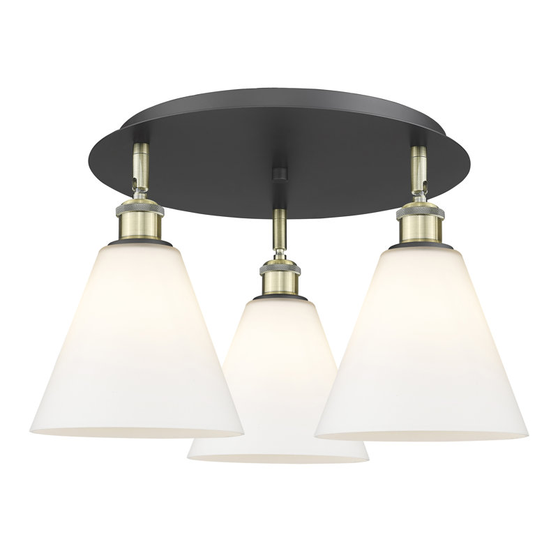 Berek Glass Flush Mount, Matte White, Black Antique Brass