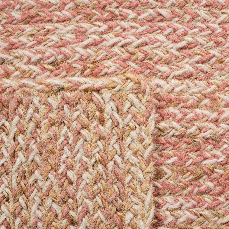 Jarid Natural Fiber Hand Loomed Wool/Jute Rug in Pink/Natural, Rectangle 4' x 6'