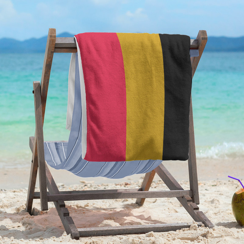 Lightweight Beach Towel, Microfiber, Red/Gold/Black