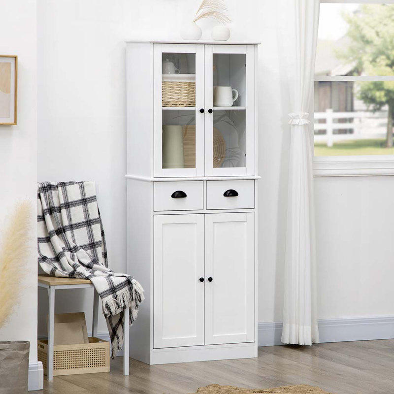 Armoire de rangement pour garde-manger avec tablettes réglables et 2 tiroirs
