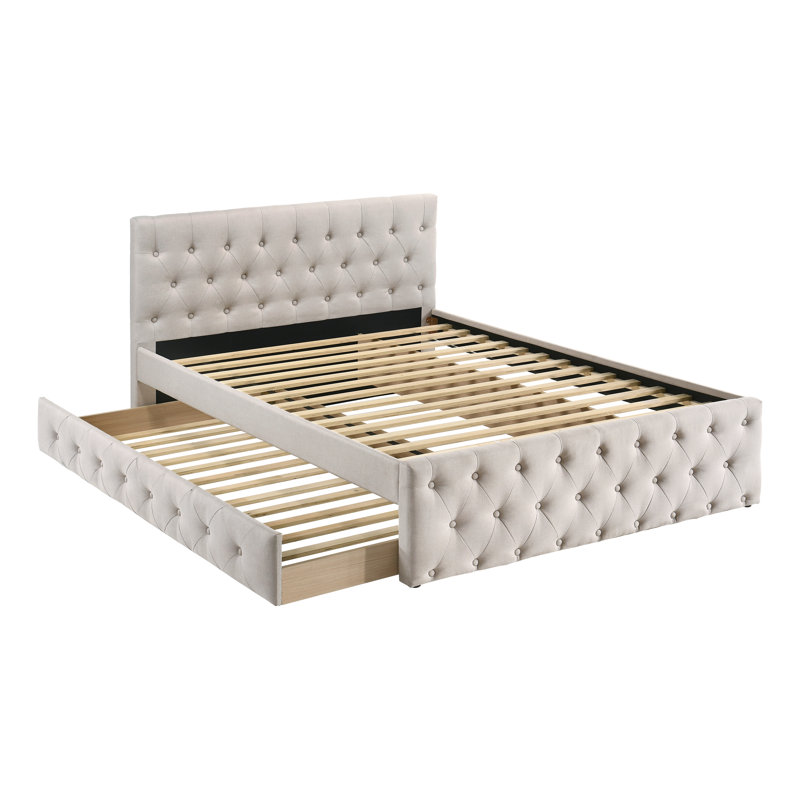 Lit tapissier Angadreme, Brun pâle, Full / Double