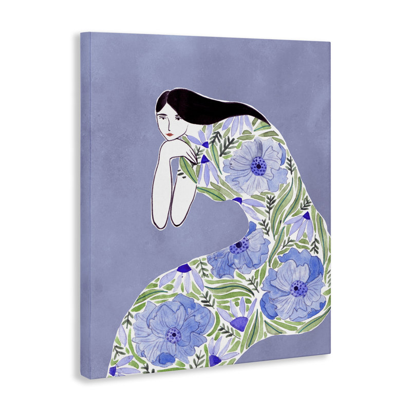  "Blue Floral Dress", art mural par Melissa Wang, H 48 po x l 36 po