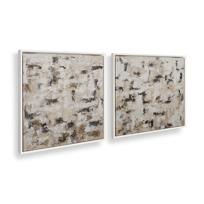 Ensemble de 2 impressions sur terre, Cadre flottant blanc opaque, 16 po x 16 po