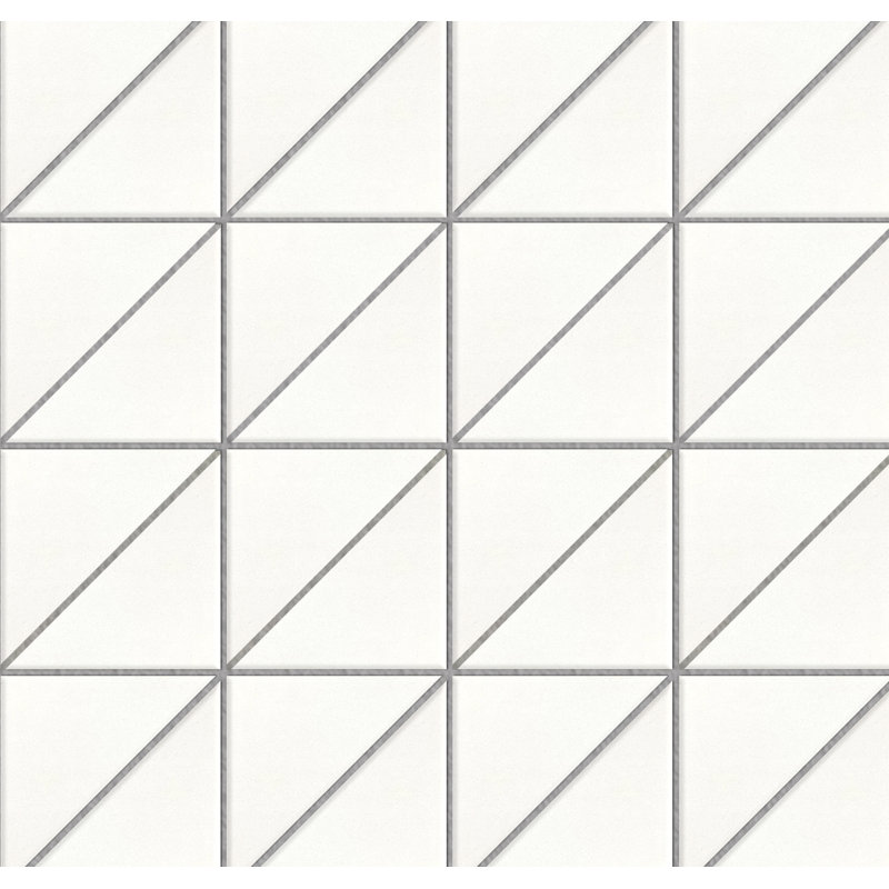 Tri-Full Ceramic Grid Mosaic Tile, Ultra White