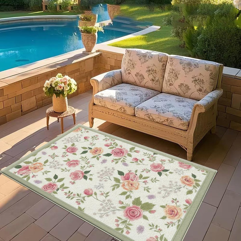 Floral Pattern Area Rug, Soft And Lightweight, Suitable For All Seasons, Easy To Maintain And Easy To Clean, Machine Washable Carpet Floor Mat, Suitable For Living Room, Bedroom, Hallway, Balcony, Patio, Room Decor, Home Decor, Outdoor Decor