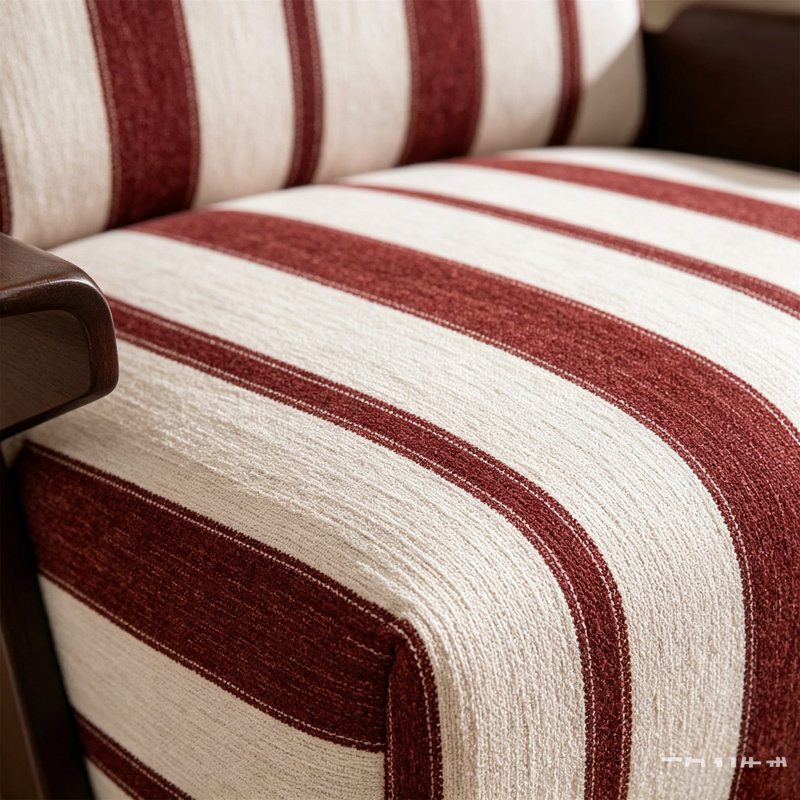 Fauteuil moderne avec accoudoirs élargis des deux côtés Pieds en bois massif confortables, White/Red