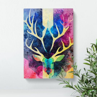XC1022-1635X Colourful Stag Art No.2 Abstract - Wrapped Canvas Print