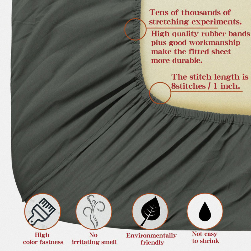3PC 1800 Series Soft Microfiber Sheet Set, Twin Extra Long Sheet Set with 1 Pillowcase, Dark Gray