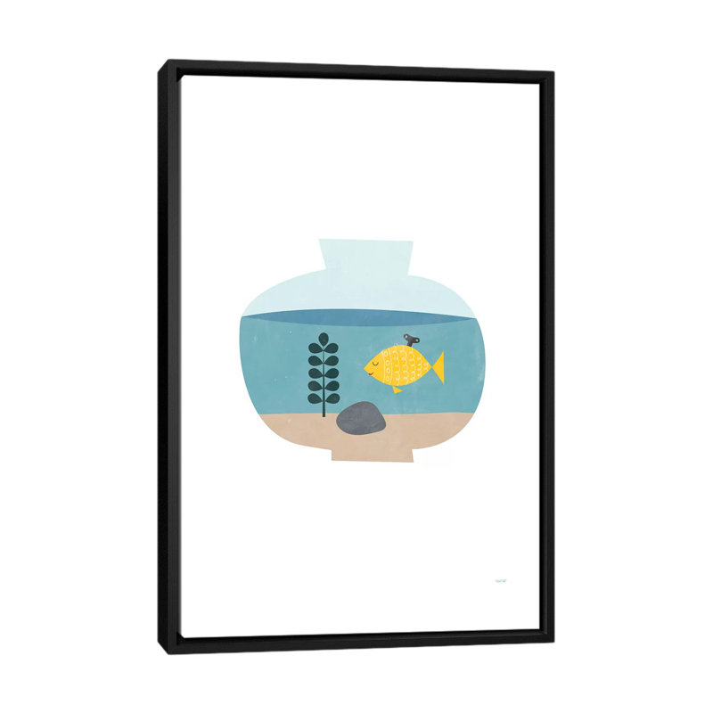 « un poisson rouge », impression sur toile, H 48 po x l 32 po x P 1,5 po, Toile avec cadre noir, Pas de tapis
