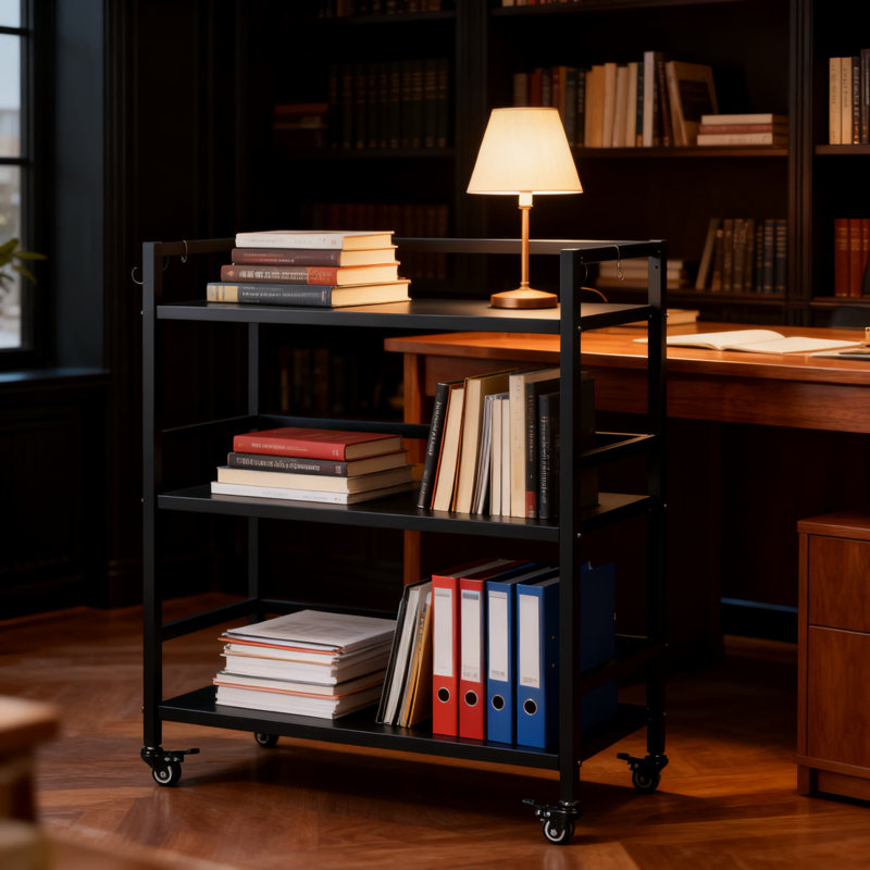 Étagère de rangement en métal robuste à 3 niveaux avec roues verrouillables, tablettes de garage industrielles pour l'organisation de la maison et du bureau