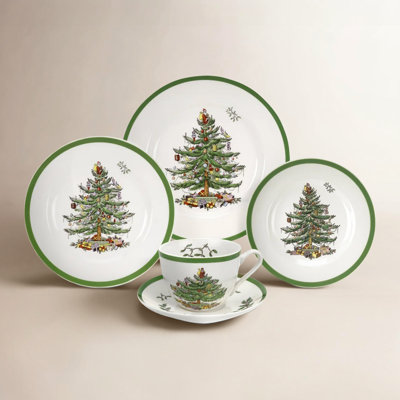 Christmas Tree Stoneware Dinnerware Set