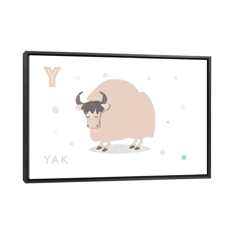 Yak - imprimé, Toile avec cadre noir patiné, Pas de tapis, H 18 po x l 26 po x P 1,5 po