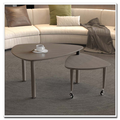 Table basse rotative avec pieds en bois d'hévéa massif