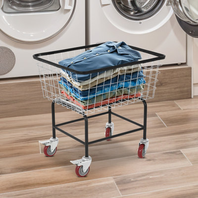 Chariot à linge en acier galvanisé de 26,7 po avec roulettes