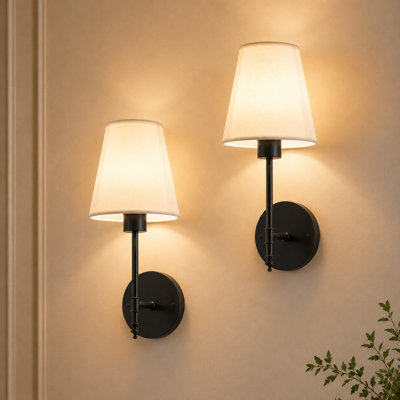 14.6'' (H) Rechargeable Fabric Shade Metal Armed Sconce with Remote & 15-Color Dimming