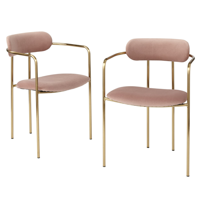 Carrigan 18.5'' H Velvet Upholstered Dining Chair, Pink