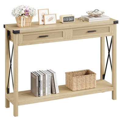Entryway Table, Console Table with Rattan Drawers, 43" Sofa Table with Storage, Console Tables for Entryway, Living Room, Hallway, Foyer by Ophelia & Co.