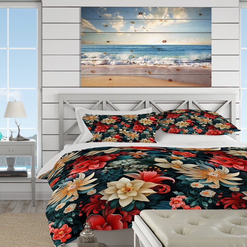 Literie à motif tropical Oceanic Gardens II, Housse de couette simple + 1 taie décorative stan