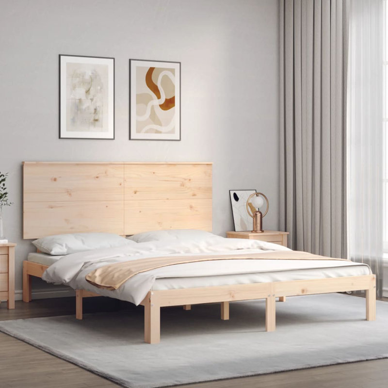 Bed Frame with Headboard, Natural, Kingsize (5')